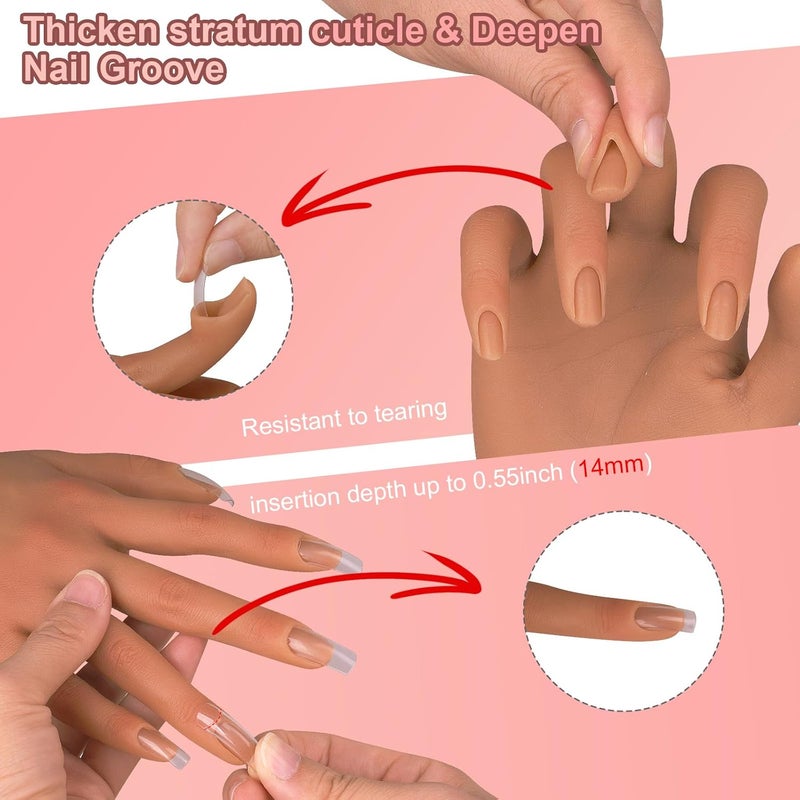 imene Practice Hand for Acrylic Nails,Silicone Nail Practice Hand with Stand Bracket,Realistic Bendable Mannequin Hand, Fake Hand for Nails Display, Manicure, Nail Tech - Image 4